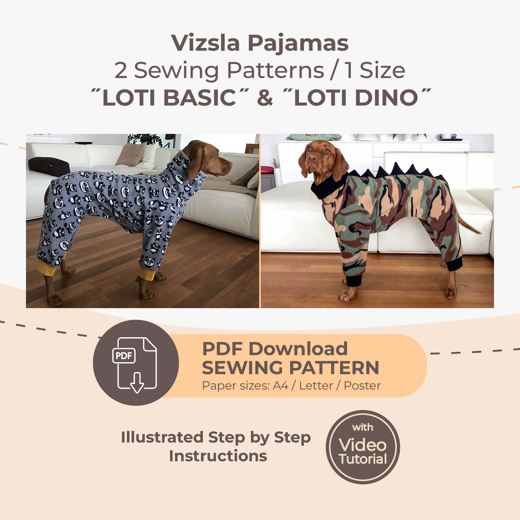 Vizsla 2 in 1 Pajamas / PDF SEWING PATTERN